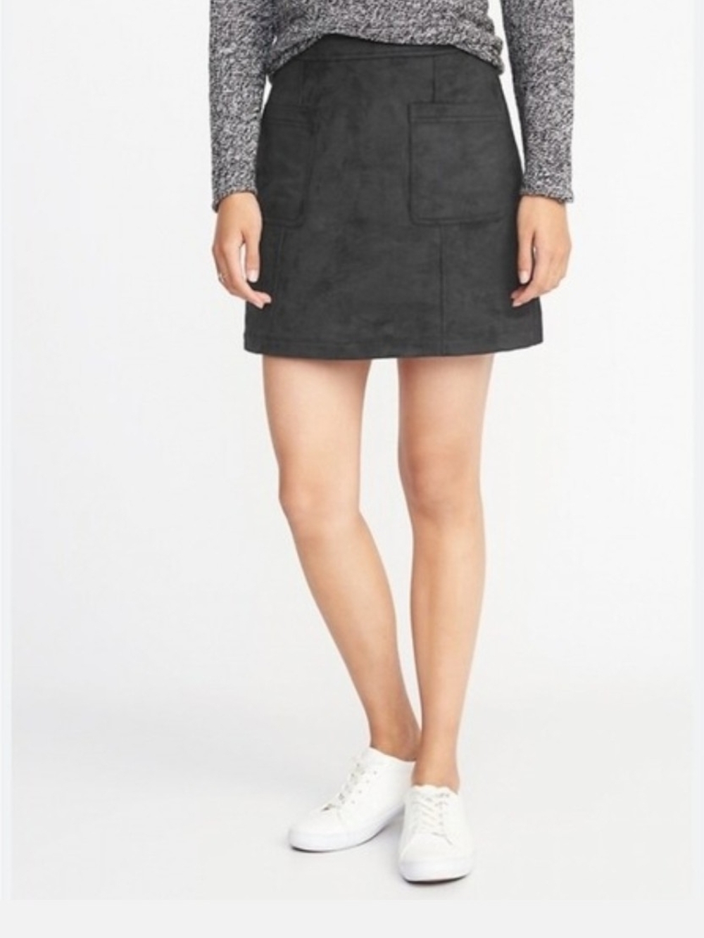 Old Navy Black A-Line Faux Suede Pocket Mini Skirt - Women